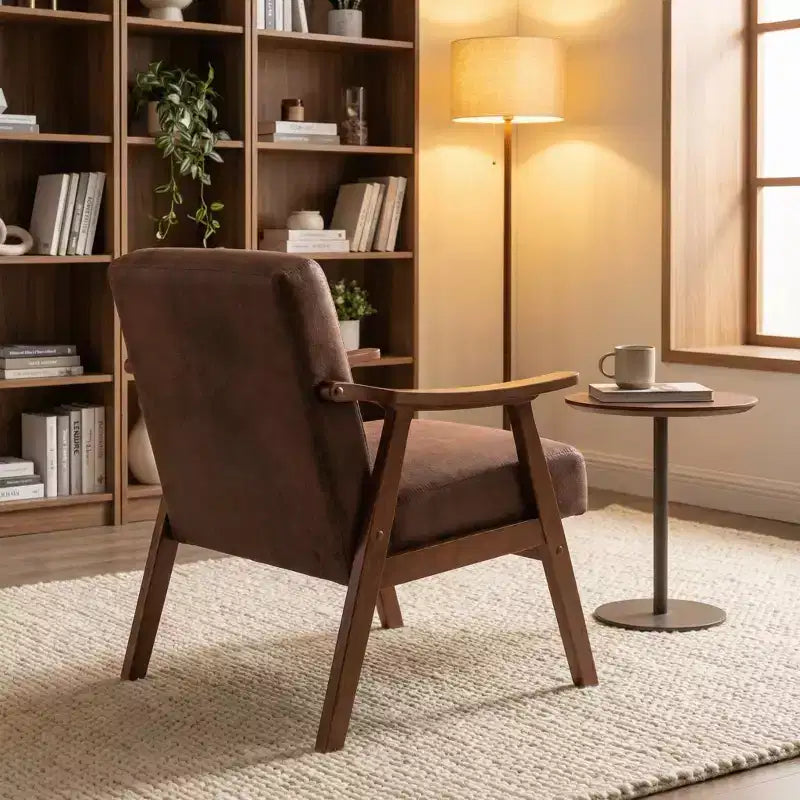 Fauteuil d'appoint en bois massif de style Mid-Century Homy Casa pour salon ou coin lecture