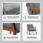 Fauteuil d'appoint en bois massif de style Mid-Century Homy Casa pour salon ou coin lecture
