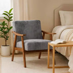Fauteuil d'appoint en bois massif de style Mid-Century Homy Casa pour salon ou coin lecture