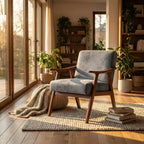 Fauteuil d'appoint en bois massif de style Mid-Century Homy Casa pour salon ou coin lecture