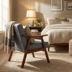 Fauteuil d'appoint en bois massif de style Mid-Century Homy Casa pour salon ou coin lecture