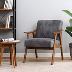 Fauteuil d'appoint en bois massif de style Mid-Century Homy Casa pour salon ou coin lecture
