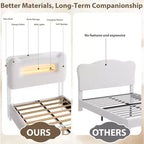 Cadre de lit simple - Tête de lit de rangement à 2 niveaux, lit plateforme rembourré avec station de charge et tiroir, beige (pour enfants/garçons/filles)