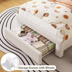 Cadre de lit simple - Tête de lit de rangement à 2 niveaux, lit plateforme rembourré avec station de charge et tiroir, beige (pour enfants/garçons/filles)
