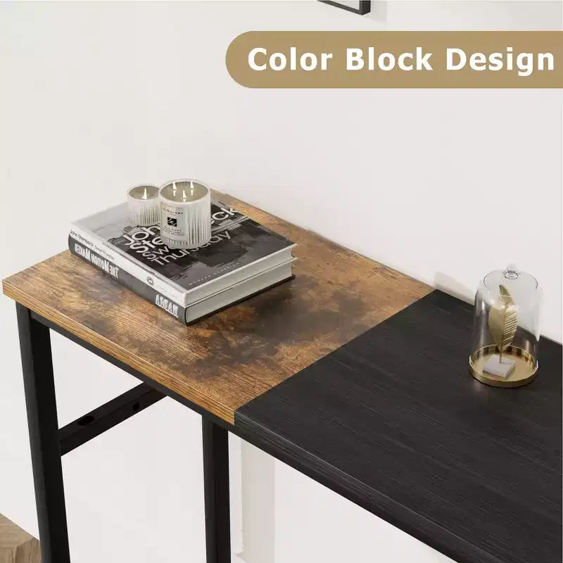 Console avec rangement, table d'entrée, table de style campagnard de 100 cm avec étagères réglables pour entrée, salon, couloir, chambre