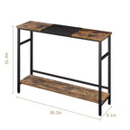 Console avec rangement, table d'entrée, table de style campagnard de 100 cm avec étagères réglables pour entrée, salon, couloir, chambre