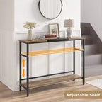 Console avec rangement, table d'entrée, table de style campagnard de 100 cm avec étagères réglables pour entrée, salon, couloir, chambre
