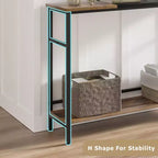 Console avec rangement, table d'entrée, table de style campagnard de 100 cm avec étagères réglables pour entrée, salon, couloir, chambre