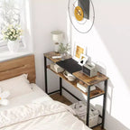 Console avec rangement, table d'entrée, table de style campagnard de 100 cm avec étagères réglables pour entrée, salon, couloir, chambre