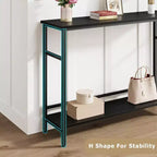 Console avec rangement, table d'entrée, table de style campagnard de 100 cm avec étagères réglables pour entrée, salon, couloir, chambre