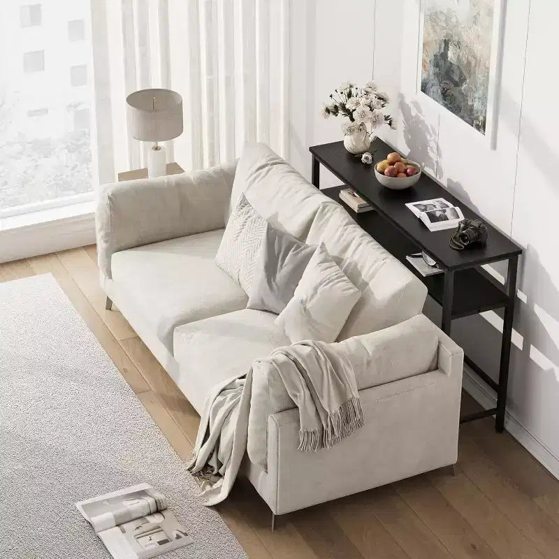 Console avec rangement, table d'entrée, table de style campagnard de 100 cm avec étagères réglables pour entrée, salon, couloir, chambre