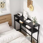 Console avec rangement, table d'entrée, table de style campagnard de 100 cm avec étagères réglables pour entrée, salon, couloir, chambre