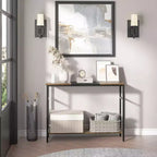 Console avec rangement, table d'entrée, table de style campagnard de 100 cm avec étagères réglables pour entrée, salon, couloir, chambre