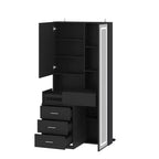 Coiffeuse élégante Famapy avec miroir LED pleine grandeur et tiroirs divisés, meuble de rangement blanc/noir/rose, organisateur spacieux pour le maquillage dans la chambre