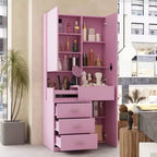Coiffeuse élégante Famapy avec miroir LED pleine grandeur et tiroirs divisés, meuble de rangement blanc/noir/rose, organisateur spacieux pour le maquillage dans la chambre