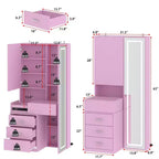 Coiffeuse élégante Famapy avec miroir LED pleine grandeur et tiroirs divisés, meuble de rangement blanc/noir/rose, organisateur spacieux pour le maquillage dans la chambre