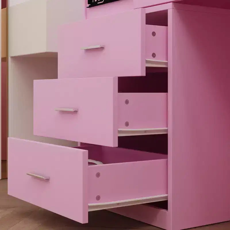 Coiffeuse élégante Famapy avec miroir LED pleine grandeur et tiroirs divisés, meuble de rangement blanc/noir/rose, organisateur spacieux pour le maquillage dans la chambre