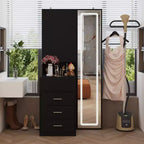 Coiffeuse élégante Famapy avec miroir LED pleine grandeur et tiroirs divisés, meuble de rangement blanc/noir/rose, organisateur spacieux pour le maquillage dans la chambre