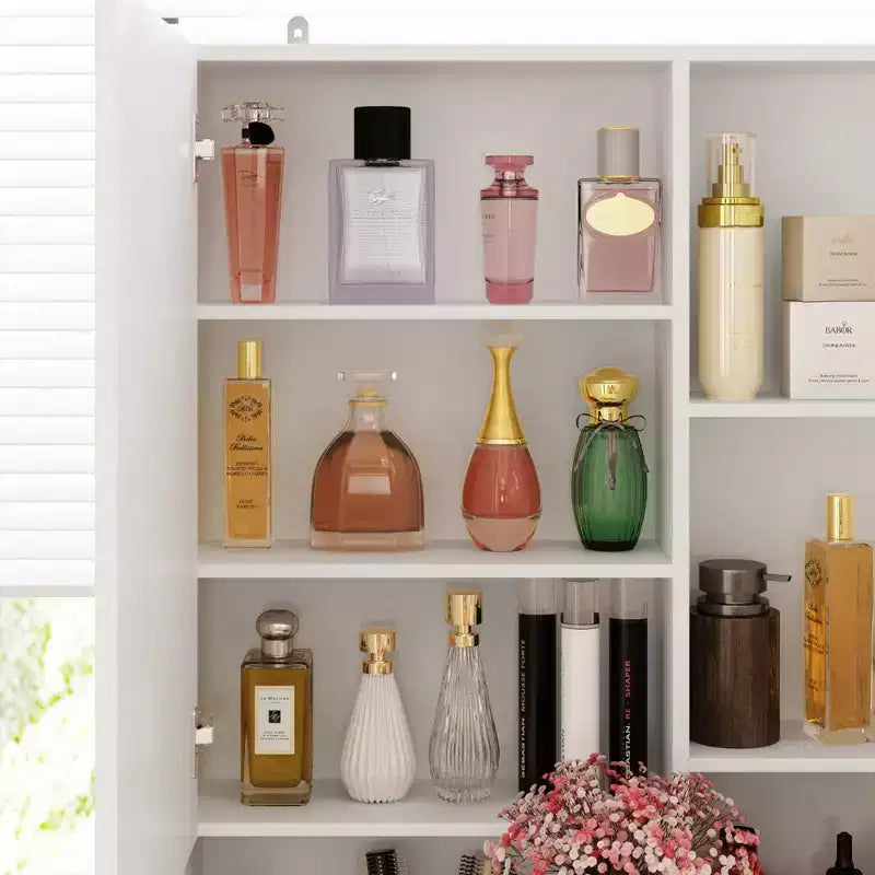 Coiffeuse élégante Famapy avec miroir LED pleine grandeur et tiroirs divisés, meuble de rangement blanc/noir/rose, organisateur spacieux pour le maquillage dans la chambre