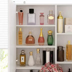 Coiffeuse élégante Famapy avec miroir LED pleine grandeur et tiroirs divisés, meuble de rangement blanc/noir/rose, organisateur spacieux pour le maquillage dans la chambre