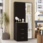 Coiffeuse élégante Famapy avec miroir LED pleine grandeur et tiroirs divisés, meuble de rangement blanc/noir/rose, organisateur spacieux pour le maquillage dans la chambre