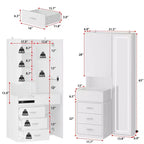 Coiffeuse élégante Famapy avec miroir LED pleine grandeur et tiroirs divisés, meuble de rangement blanc/noir/rose, organisateur spacieux pour le maquillage dans la chambre