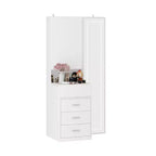 Coiffeuse élégante Famapy avec miroir LED pleine grandeur et tiroirs divisés, meuble de rangement blanc/noir/rose, organisateur spacieux pour le maquillage dans la chambre
