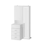 Coiffeuse élégante Famapy avec miroir LED pleine grandeur et tiroirs divisés, meuble de rangement blanc/noir/rose, organisateur spacieux pour le maquillage dans la chambre