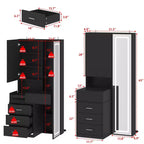 Coiffeuse élégante Famapy avec miroir LED pleine grandeur et tiroirs divisés, meuble de rangement blanc/noir/rose, organisateur spacieux pour le maquillage dans la chambre