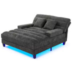 Canapé méridienne moderne Merax en chenille réglable avec éclairage LED RVB