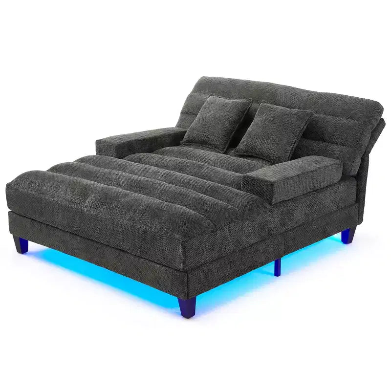 Canapé méridienne moderne Merax en chenille réglable avec éclairage LED RVB