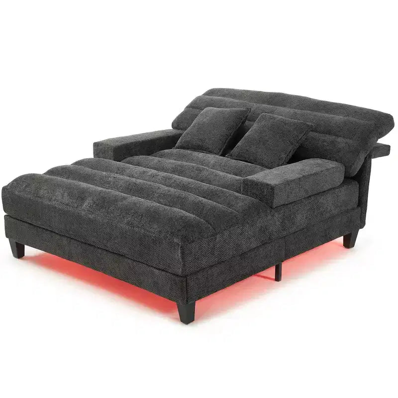 Canapé méridienne moderne Merax en chenille réglable avec éclairage LED RVB