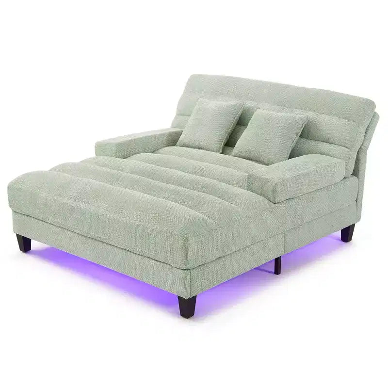 Canapé méridienne moderne Merax en chenille réglable avec éclairage LED RVB