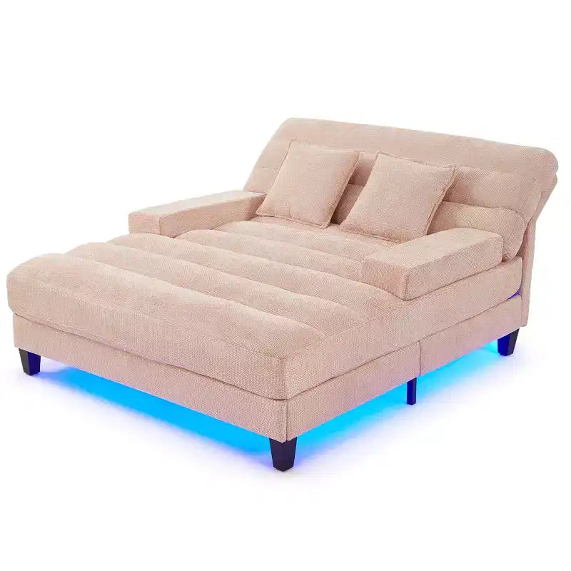 Canapé méridienne moderne Merax en chenille réglable avec éclairage LED RVB