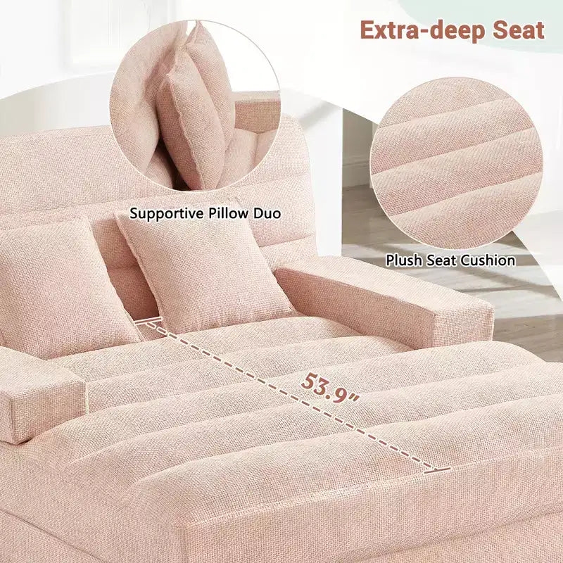 Canapé méridienne moderne Merax en chenille réglable avec éclairage LED RVB