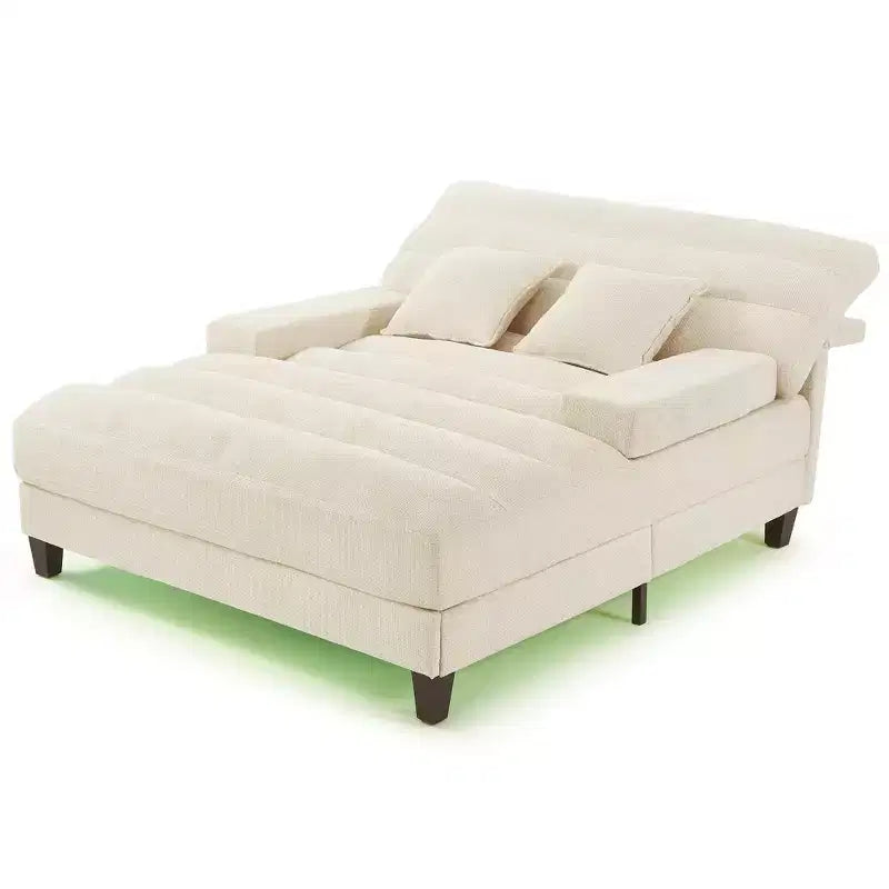 Canapé méridienne moderne Merax en chenille réglable avec éclairage LED RVB