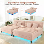 Canapé méridienne moderne Merax en chenille réglable avec éclairage LED RVB