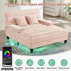 Canapé méridienne moderne Merax en chenille réglable avec éclairage LED RVB