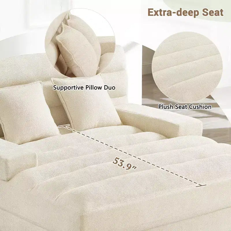 Canapé méridienne moderne Merax en chenille réglable avec éclairage LED RVB