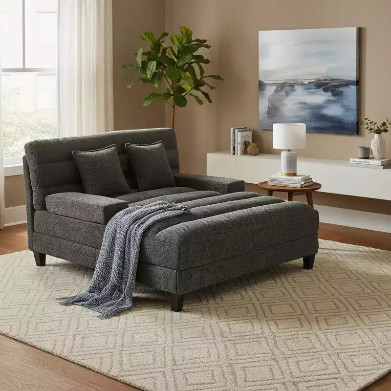 Canapé méridienne moderne Merax en chenille réglable avec éclairage LED RVB