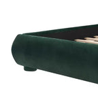 Lit plateforme Queen/King size, cadre de lit rembourré en tissu bouclé avec tête de lit incurvée - ModernLuxe
