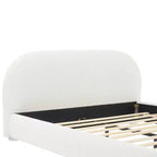 Lit plateforme Queen/King size, cadre de lit rembourré en tissu bouclé avec tête de lit incurvée - ModernLuxe