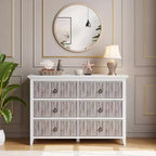 Commode cannelée, commode 6 tiroirs pour chambre à coucher, commodes de placard modernes à panneau ondulé avec poignée noire ronde, organiseur de rangement en bois de 120 cm de large