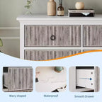 Commode cannelée, commode 6 tiroirs pour chambre à coucher, commodes de placard modernes à panneau ondulé avec poignée noire ronde, organiseur de rangement en bois de 120 cm de large