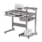 Bureau informatique Okak 37,75" avec tiroir clavier, bureau debout avec étagères de rangement, bureau pour salon, salle de lecture, bureau