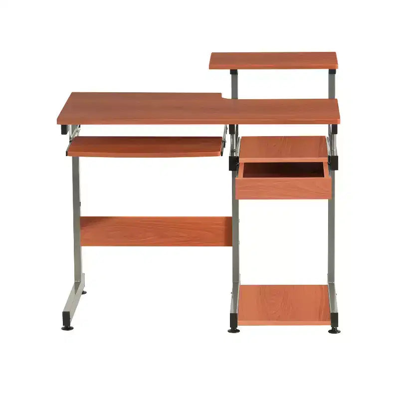 Bureau informatique Okak 37,75" avec tiroir clavier, bureau debout avec étagères de rangement, bureau pour salon, salle de lecture, bureau