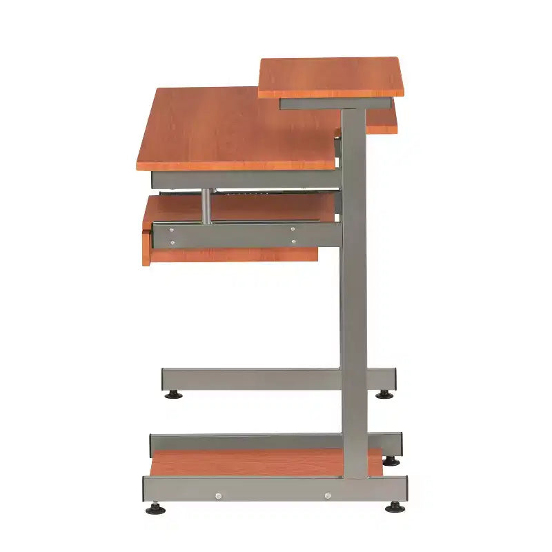 Bureau informatique Okak 37,75" avec tiroir clavier, bureau debout avec étagères de rangement, bureau pour salon, salle de lecture, bureau