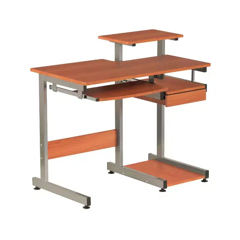 Bureau informatique Okak 37,75" avec tiroir clavier, bureau debout avec étagères de rangement, bureau pour salon, salle de lecture, bureau