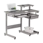 Okak 37.75IN Computer Desk with Keyboard Tray, Standing Desk with Storage Shelves, Office Desk for Living Room, Reading Room, Study