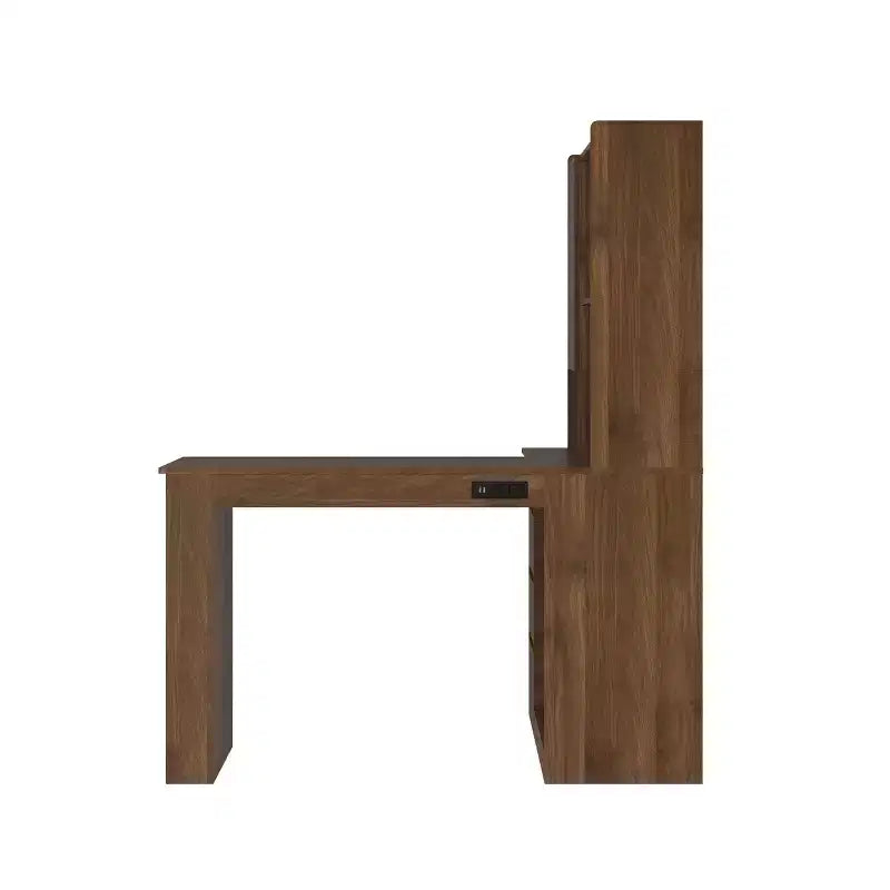 Okak Bureau en L de 46 pouces peu encombrant avec étagère, bureau d'ordinateur avec tiroirs, bureau d'angle pour salle de lecture, chambre, bureau